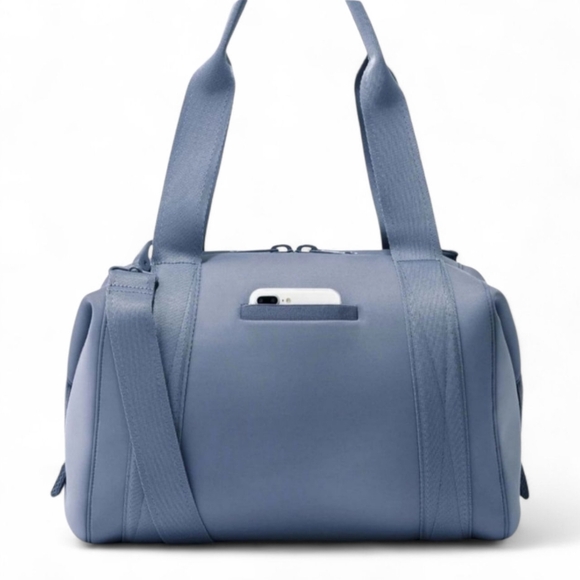 DAGNE DOVER Landon Ash Blue Neoprene Duffle Work Tote Gym Office Carry-On Travel - Picture 5 of 16